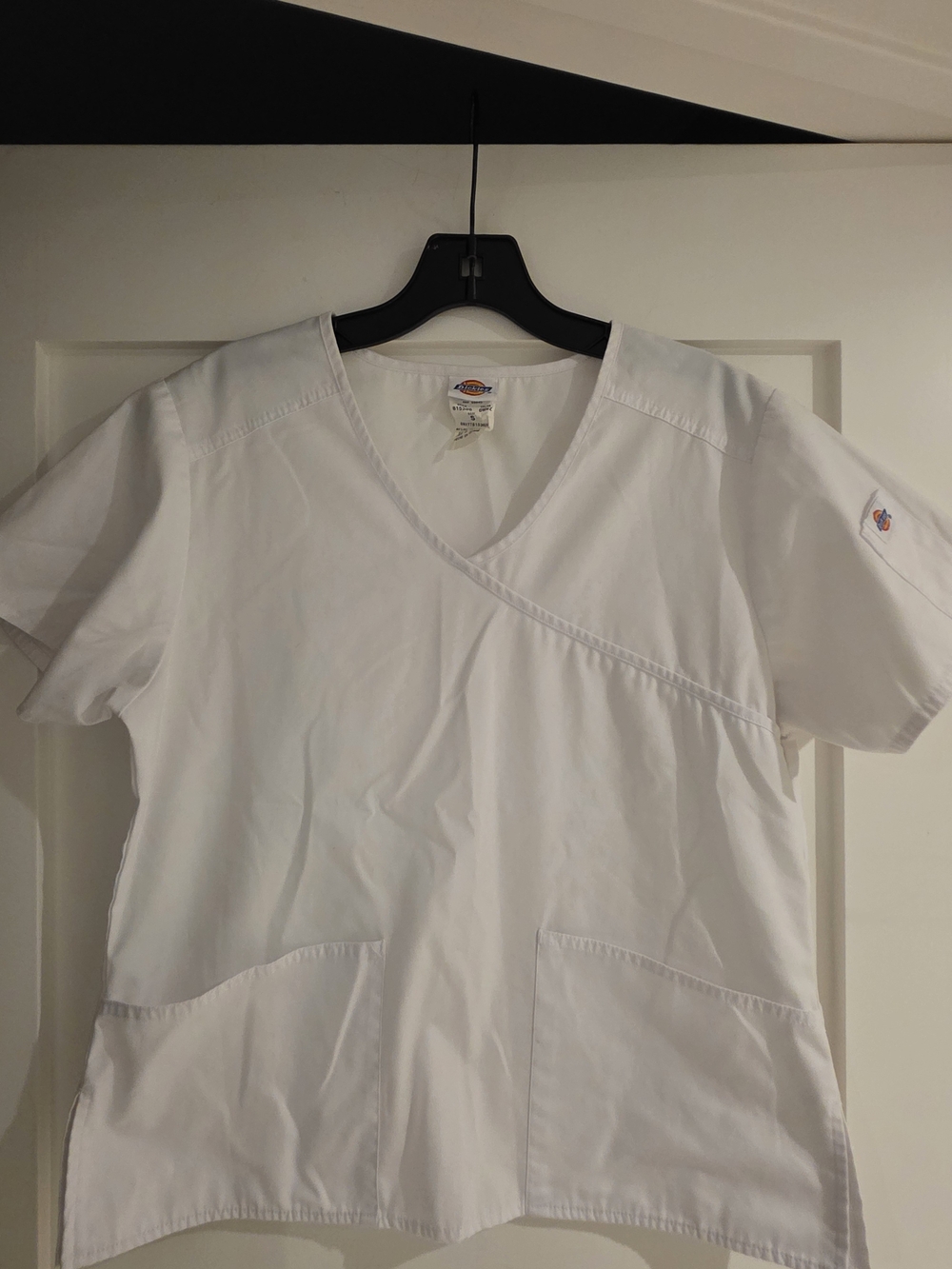 Dickies White Short Sleeve V-Neck Medical Scrub Top